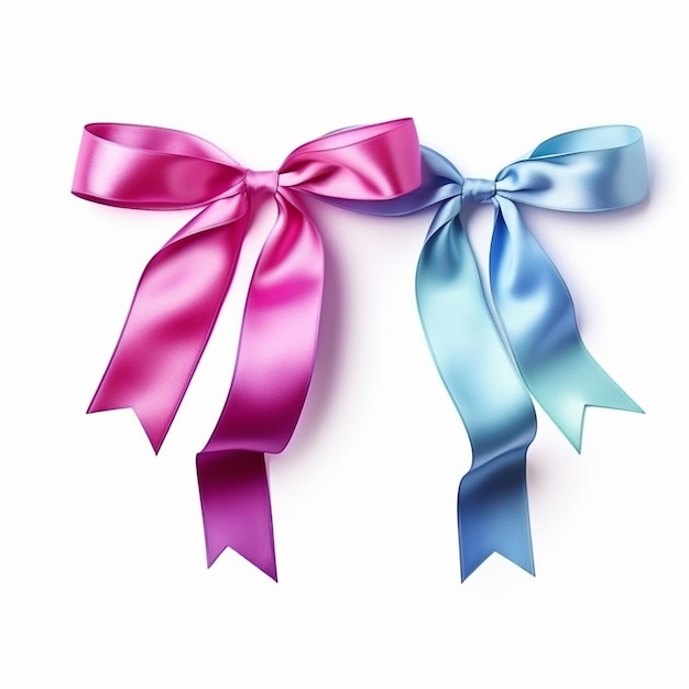 Vector a pair of bows with pink ribbon on them