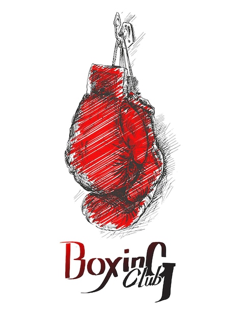 Vector pair of boxing gloves hand drawn sketch vector illustration