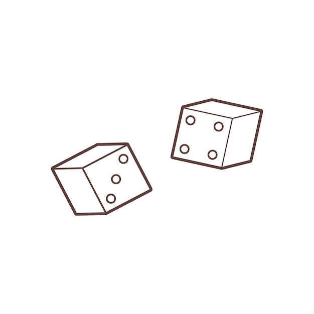 Pair of dice to gamble. vector linear illustration.