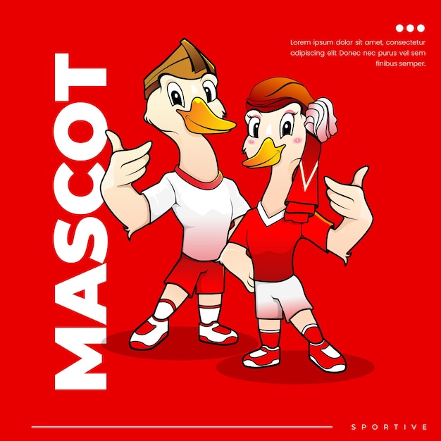 Vector pair of ducks sporting mascots two swan sports mascots