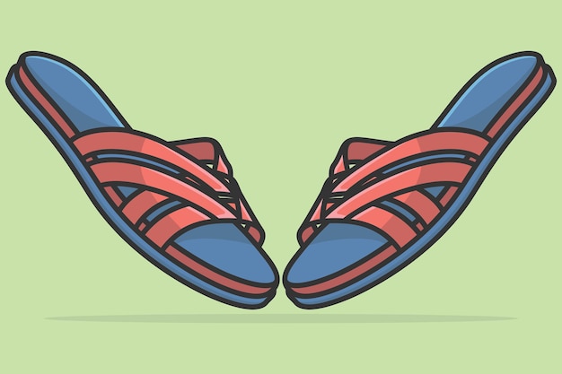 pair of elegant women foot wear slipper vector illustration beauty fashion objects icon concept