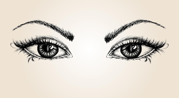 pair of eyes hand drawing vector illustration