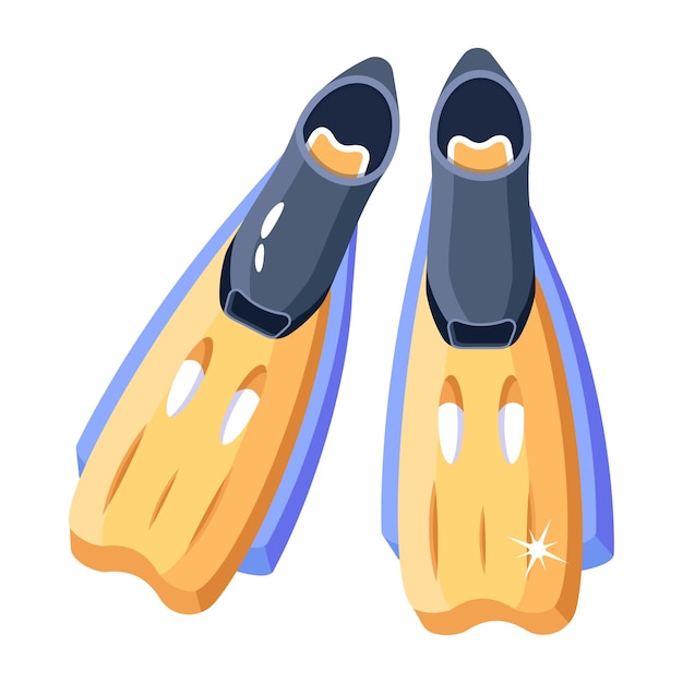 Vector a pair of flippers that are yellow and blue.