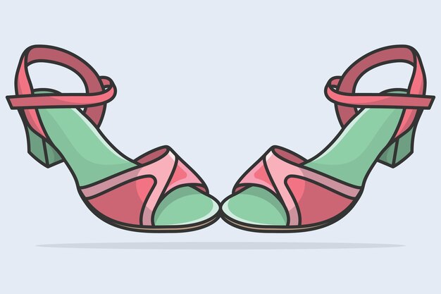 Pair Of Girls Beautiful Footwear Sandals vector illustration Beauty fashion objects icon concept