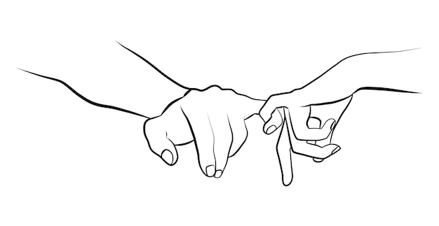 A pair of hands in a linear drawing