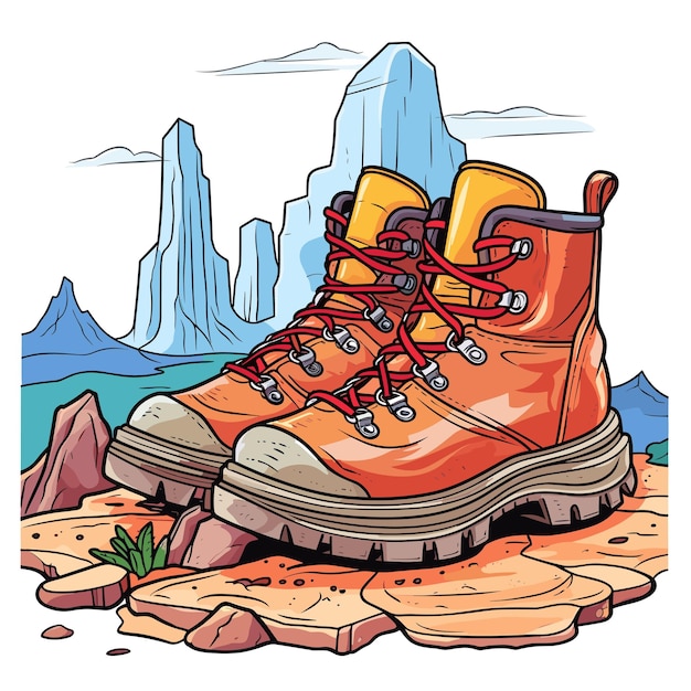 a pair of hiking boots on the ground game background