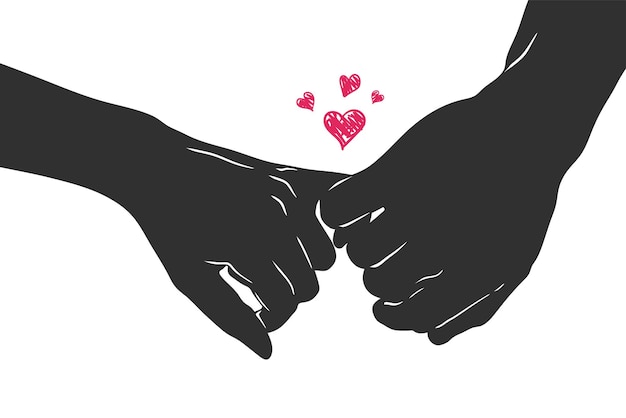 A pair of lovers holding hands affectionately Vector silhouette