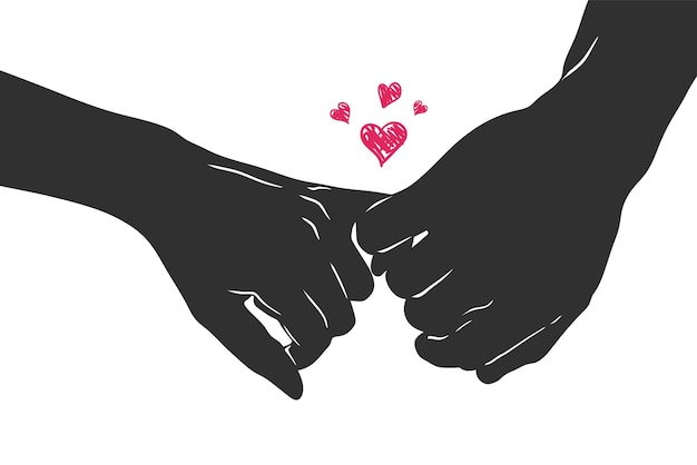 A pair of lovers holding hands affectionately vector silhouette