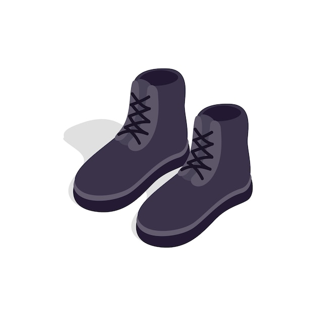 Пара иконок мужских ботинок в изометрическом 3d стиле на белом фоне