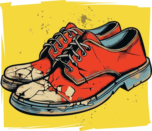 Vector a pair of men's very worn and dirty shoes simple vector flat illustration