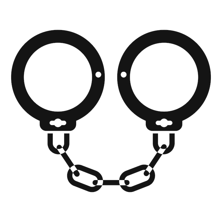 Vector pair of metallic handcuffs for arresting criminals