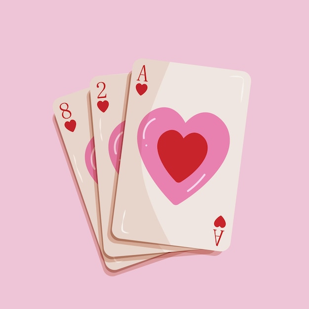 Un paio di carte da gioco con un cuore sul davanti