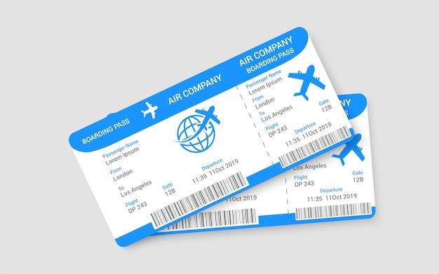 Pair of realistic airline tickets concept