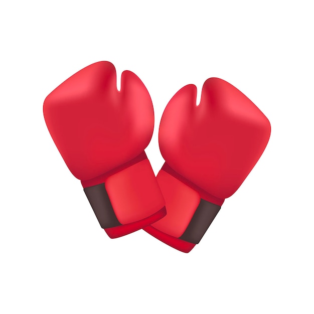Pair of red boxing gloves for athletes 3D illustration