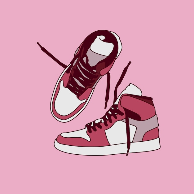 Pair of red sneaker shoes vector illustration