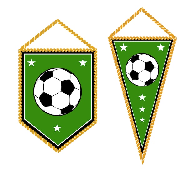 A pair of soccer pennants isolated white