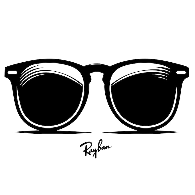 Vector a pair of sunglasses with a black frame and a white background