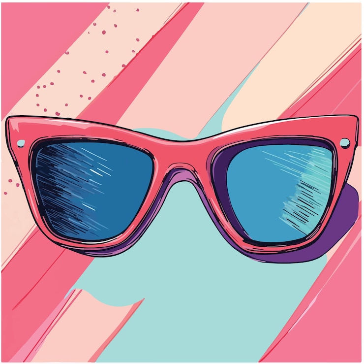 Vector a pair of sunglasses with a pink and blue background