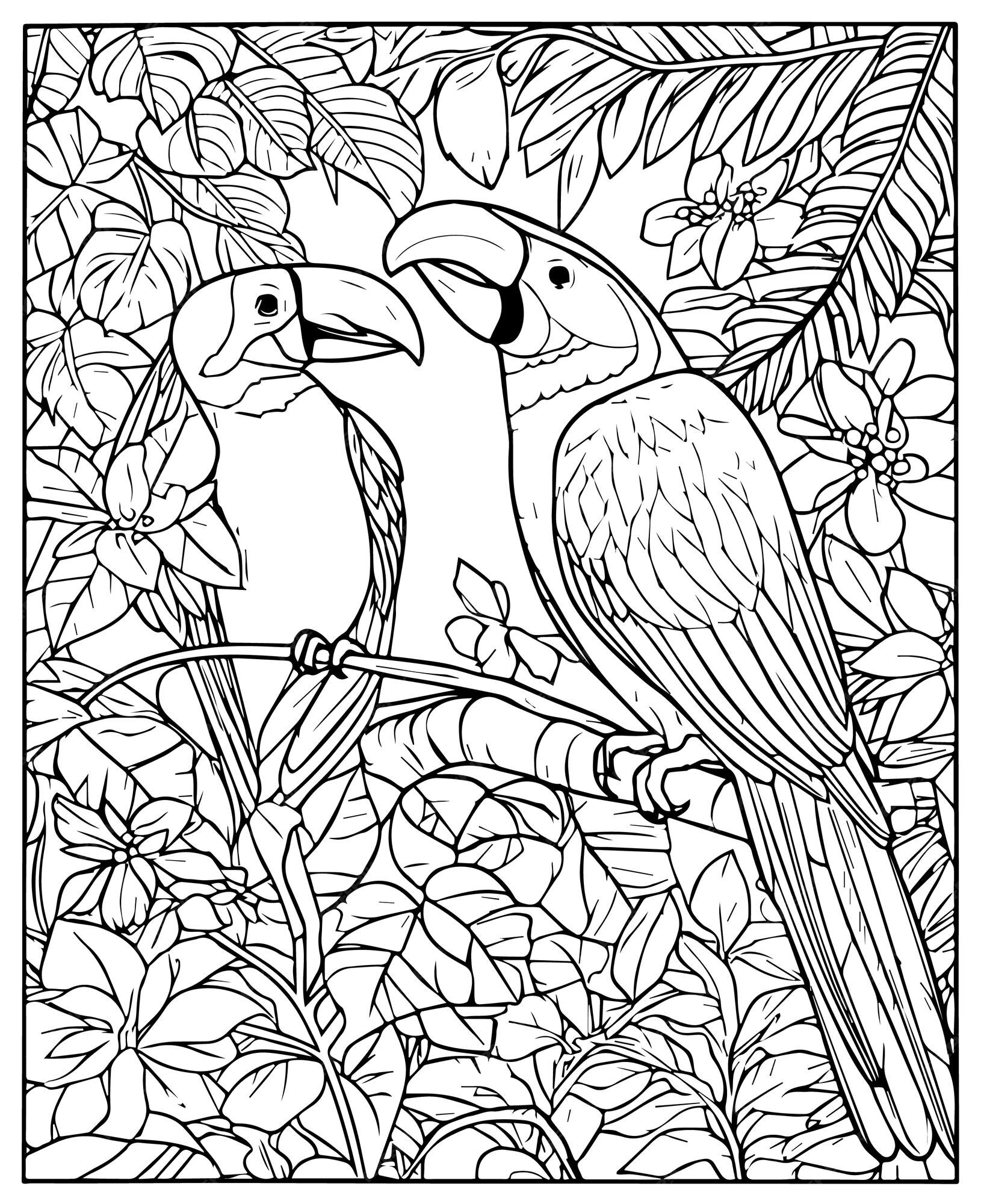 Jungle Birds Coloring Pages