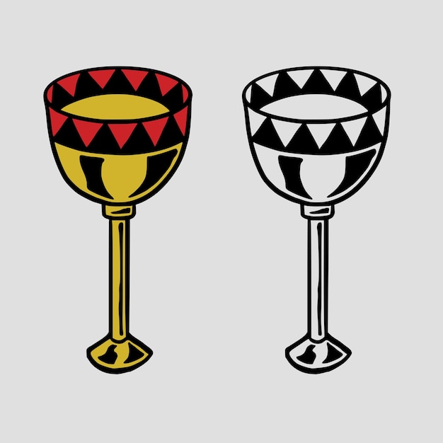 Vector a pair of wine glasses traditional tattoo