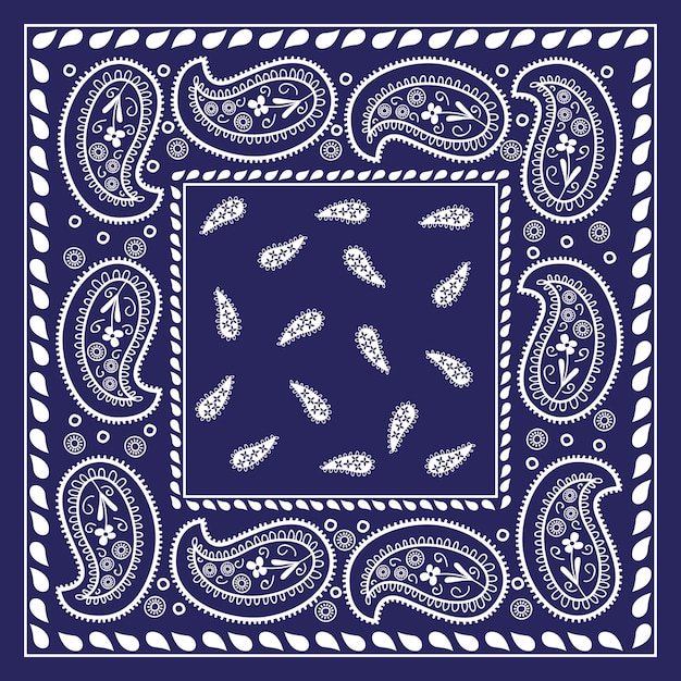 Vector paisley bandana blauwe sjaal print illustratie