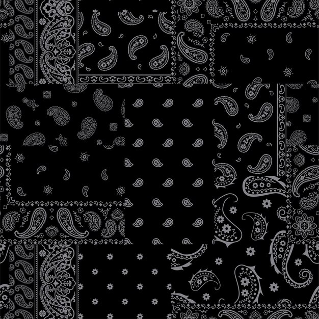 Vector paisley bandana print seamless pattern