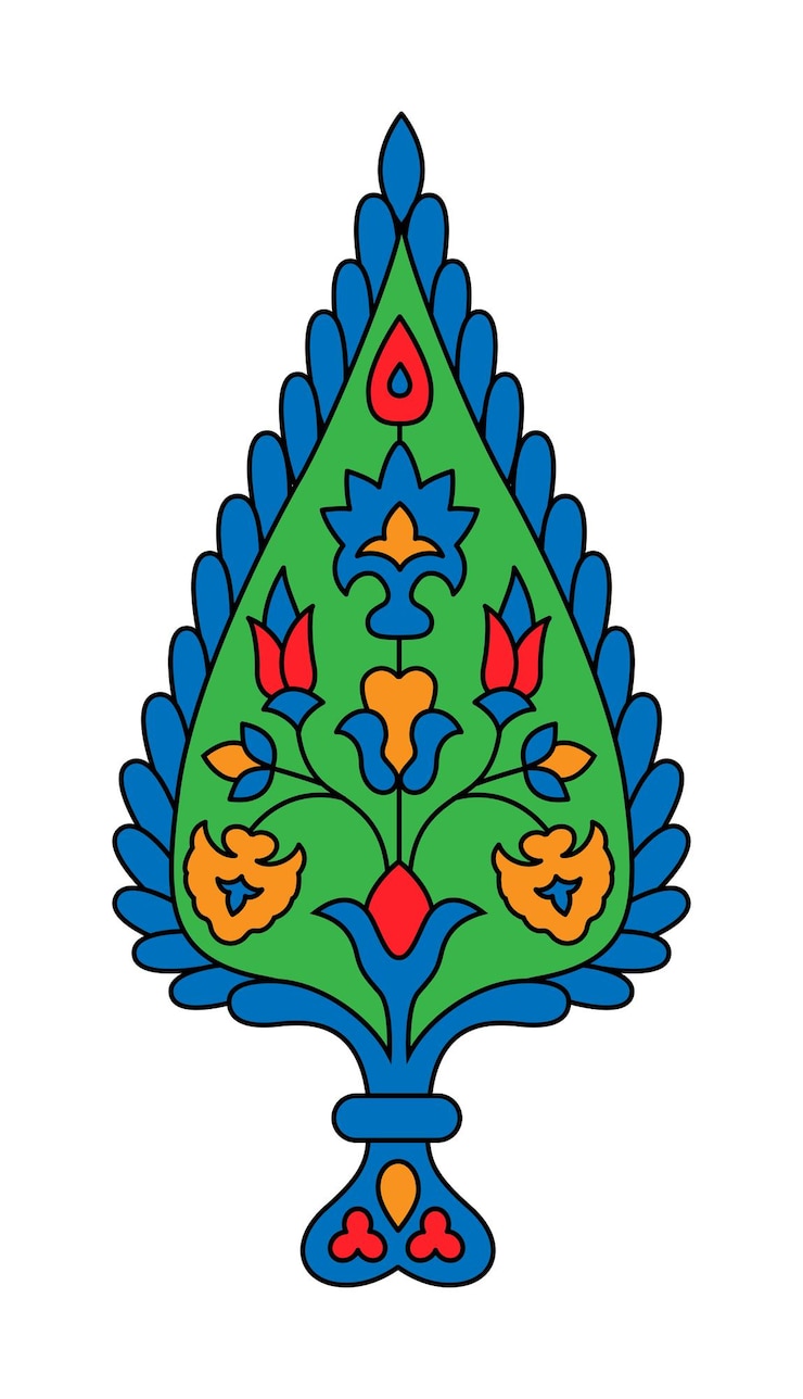 वेक्टर paisley decorative element with flowers and leaves indian traditional floral pattern
