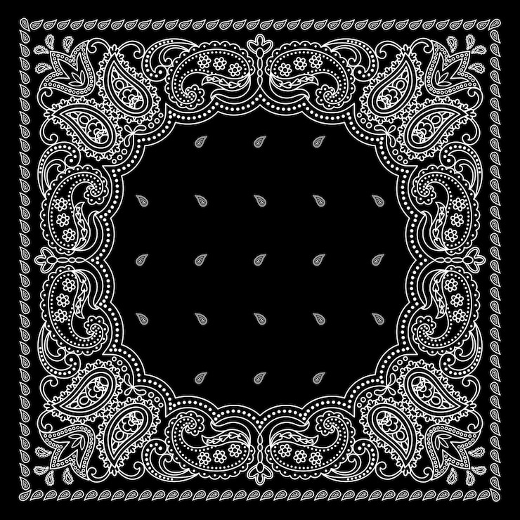 Vector paisley ethnic floral hand drawn bandana handkerchief