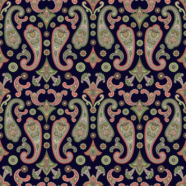 Vector paisley ethnic floral hand drawn seamless pattern