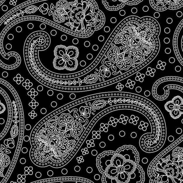 Vector paisley ethnic floral hand drawn seamless pattern