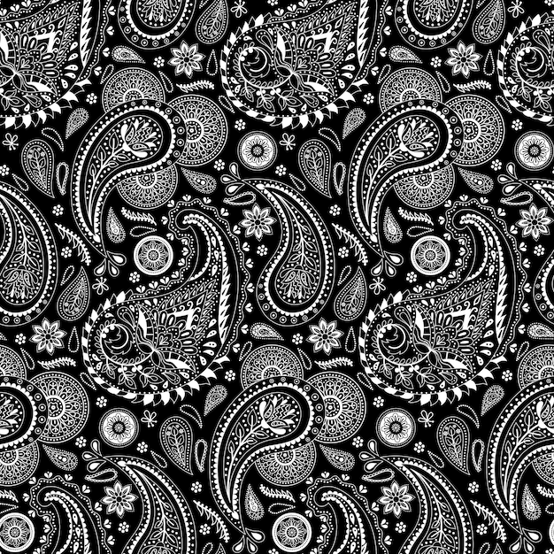 Vector paisley etnisch bloemenhand getekend naadloos patroon