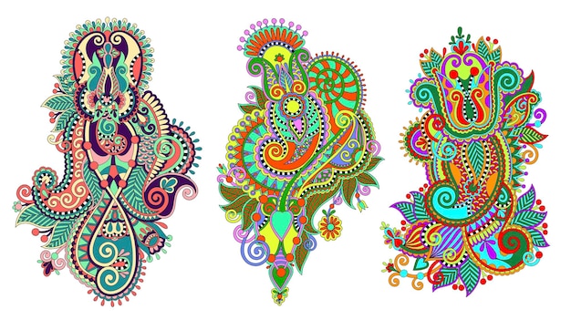 Paisley flower pattern in ethnic style indian decorative floral