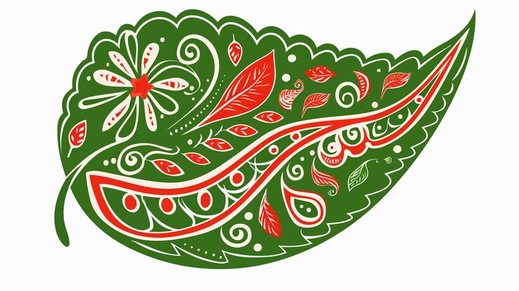 वेक्टर paisley leaf linear pattern and ornament aesthetics