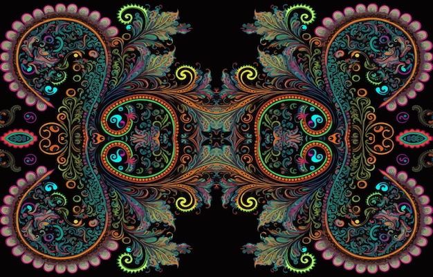 Paisley naadloze patroon neon toon Abstracte traditionele folk antieke etnische tribal grafische paisley