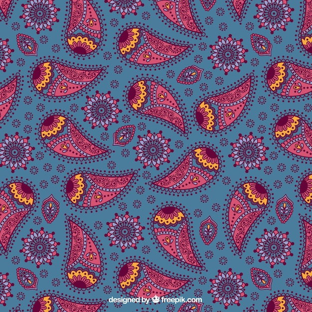 Paisley patroon in blauw en roze tinten