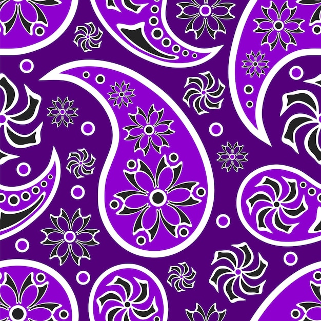 Paisley. purple seamless pattern. traditional indian ornament. vector illustration.