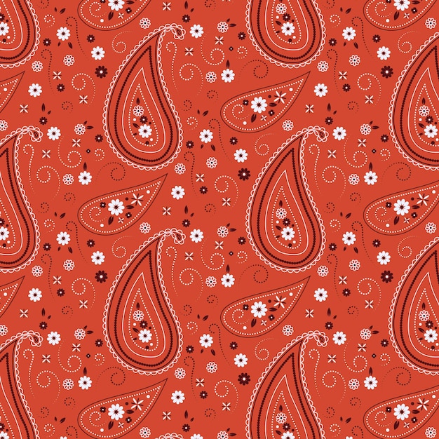 Vector paisley red bandana pattern template