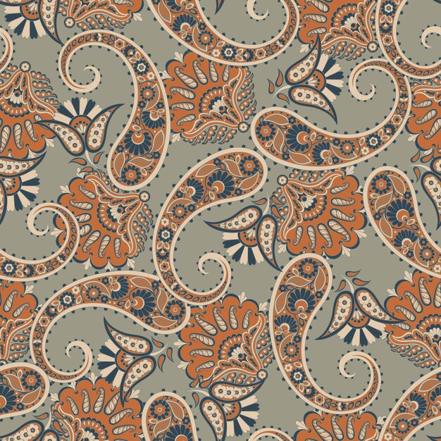 Vector paisley seamless vector pattern vintage background in batik style