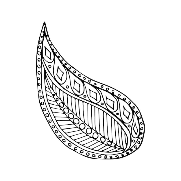 Paisley single doodle element simple hand drawing black and white vector image