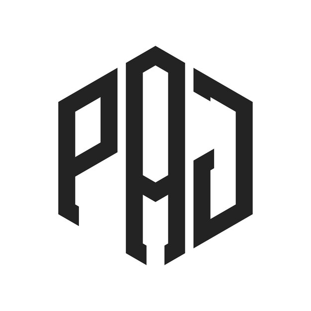 PAJ ロゴデザイン イニシャルレター PAJ モノグラム ロゴは六角形を使用しています