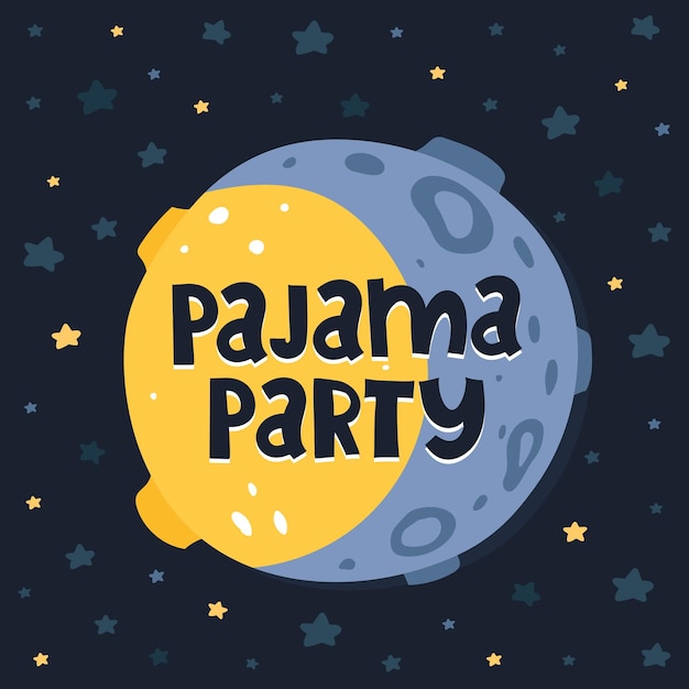 pajama party. Illustration with cartoon moon