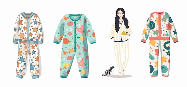 Pajamas collection pajama party vector illustration