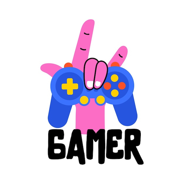 Pak deze platte stijl sticker van een coole gamer