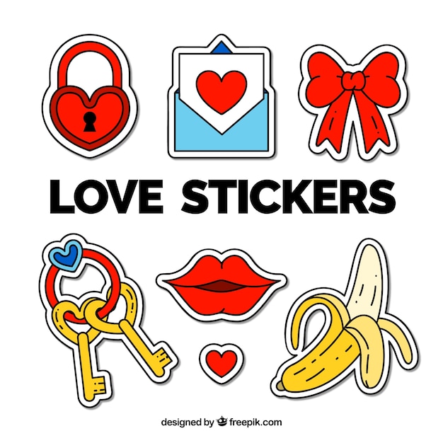 Pak van de hand getekende liefde stickers