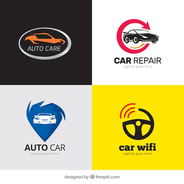 Pak van de moderne logo's met auto's