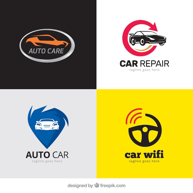 Pak van de moderne logo&#39;s met auto&#39;s