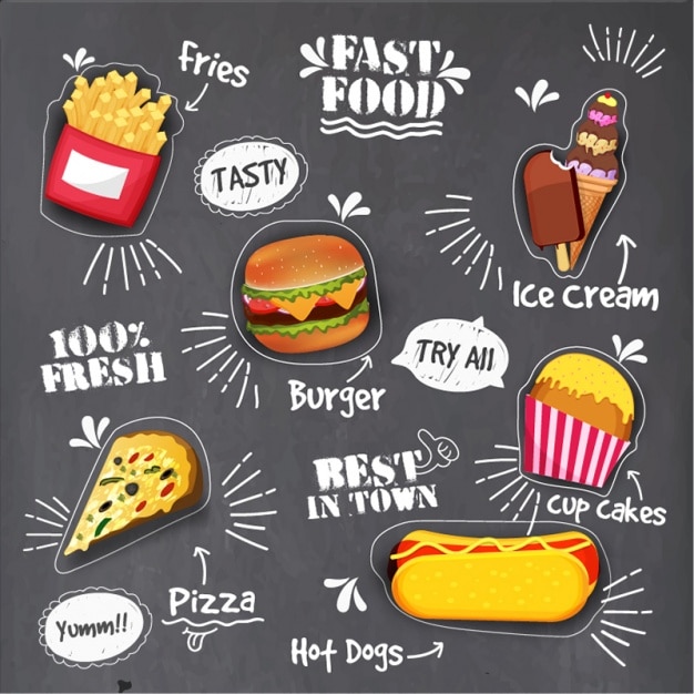 Pak van fast food stickers