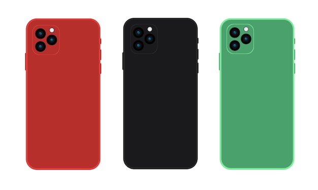 Pak van verschillende kleuren moderne 2019 mobiele telefoons mockup geïsoleerd op een witte achtergrond