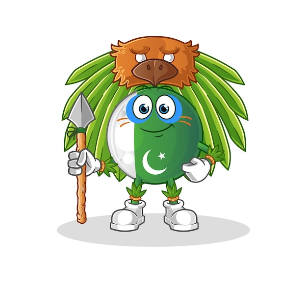 Pakistaanse vlag tribal man mascotte cartoon vector