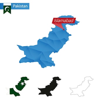 수도 이슬라마바드와 파키스탄 블루 낮은 폴리 지도